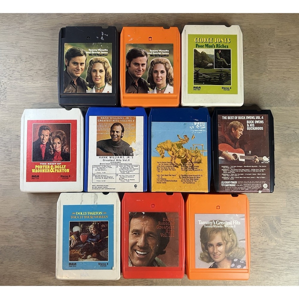 Lot of 10‎ 8 track Country Hits George Jones Dolly Pardon Buck Owen's UNTESTED
